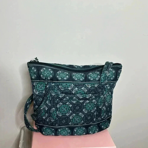 Blue Green Quilted Print Cotton Bag - Picture 1 of 9